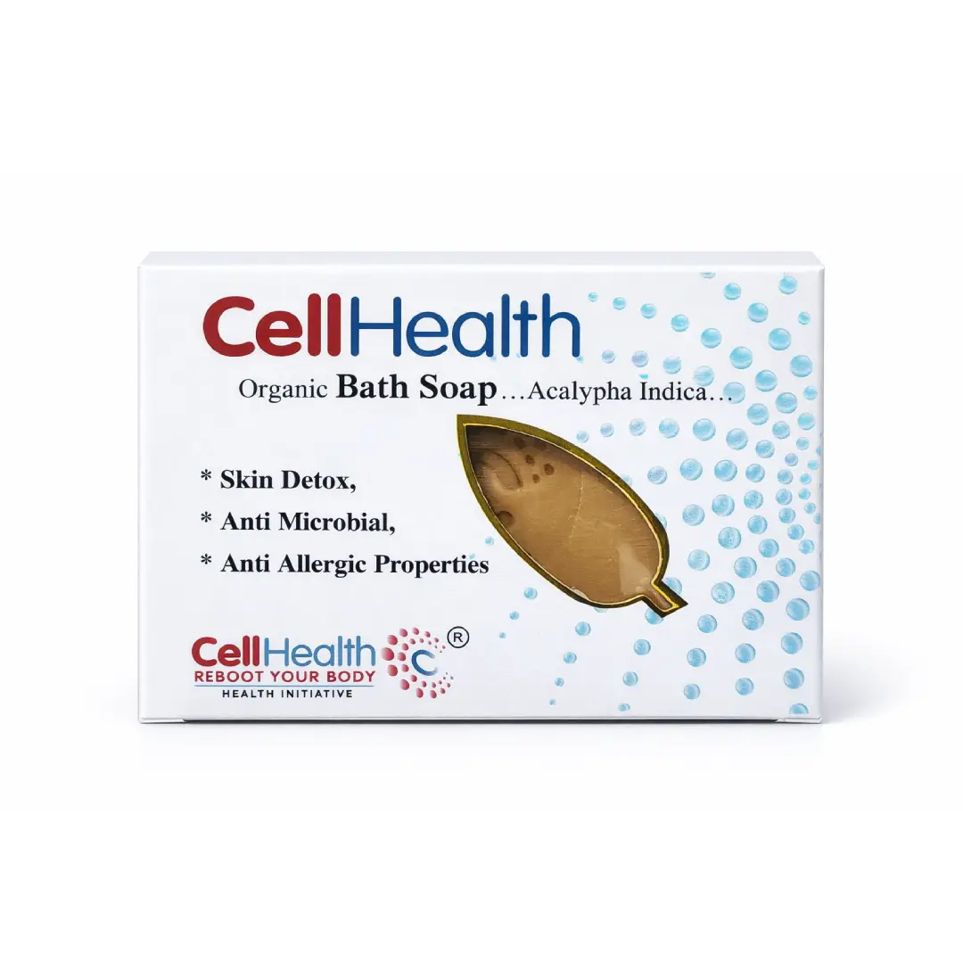 CellHealth Organic Bath Soap with Acalypha Indica for gentle skin cleansing and daily hygiene